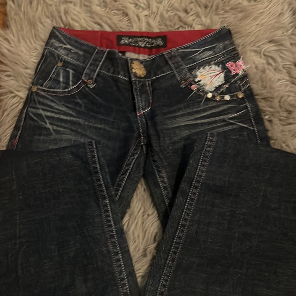 Red pepper jeans